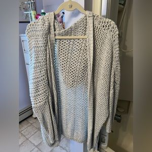 Brandy Melville crochet boho cardigan with hood - cream color and One Size
